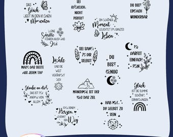German sayings plotter file · Positive sayings SVG DXF PNG · Inspirational quotes file · Motivational sayings · including commercial license