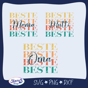 File plotter Migliore mamma Mamma Nonna • SVG DXF PNG • Adatto alla sublimazione • Design di testo multicolore • Idea regalo per la festa della mamma • digitale
