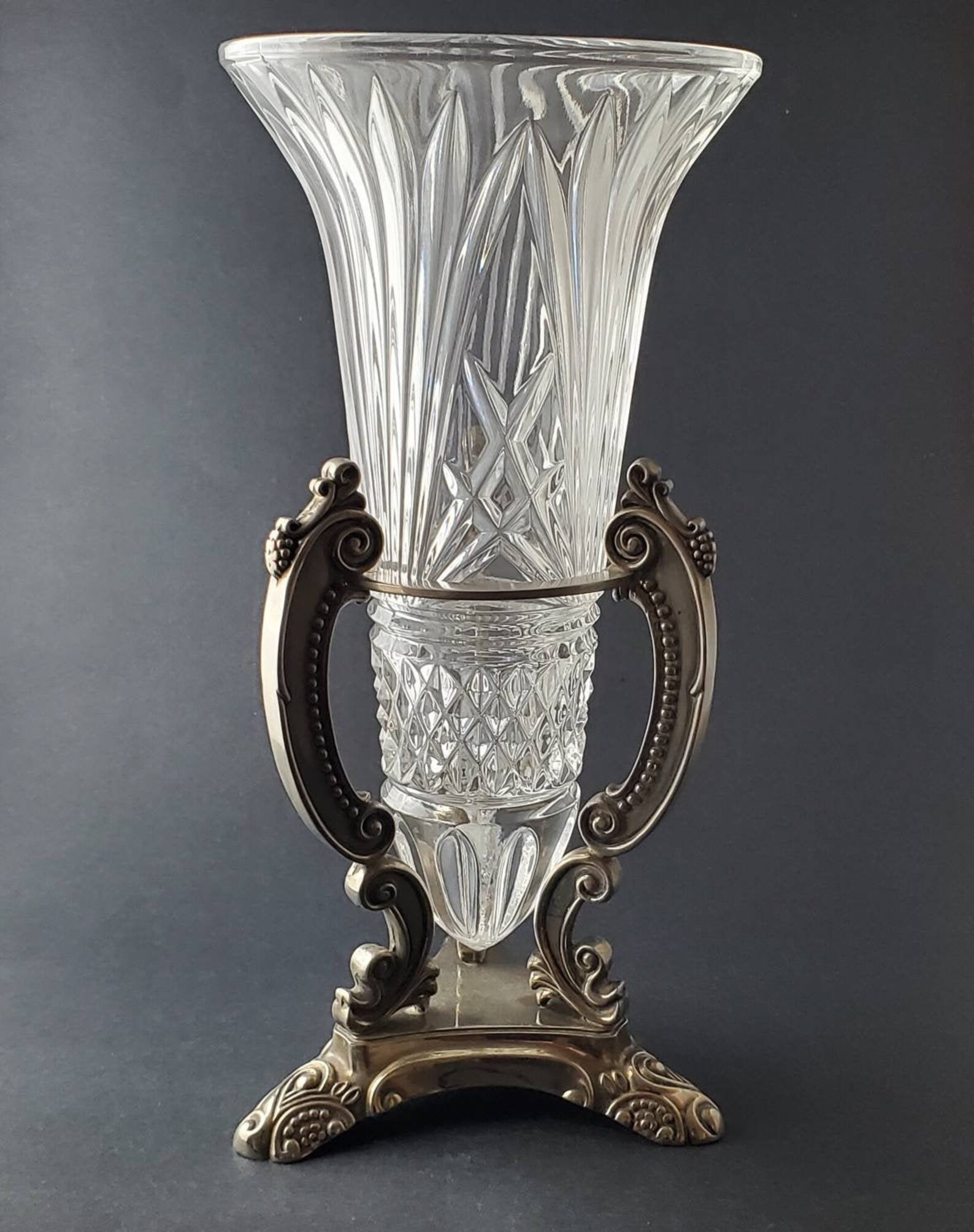 Godinger Silver Museum Replica Clear Crystal Vase Czech w/ Etsy