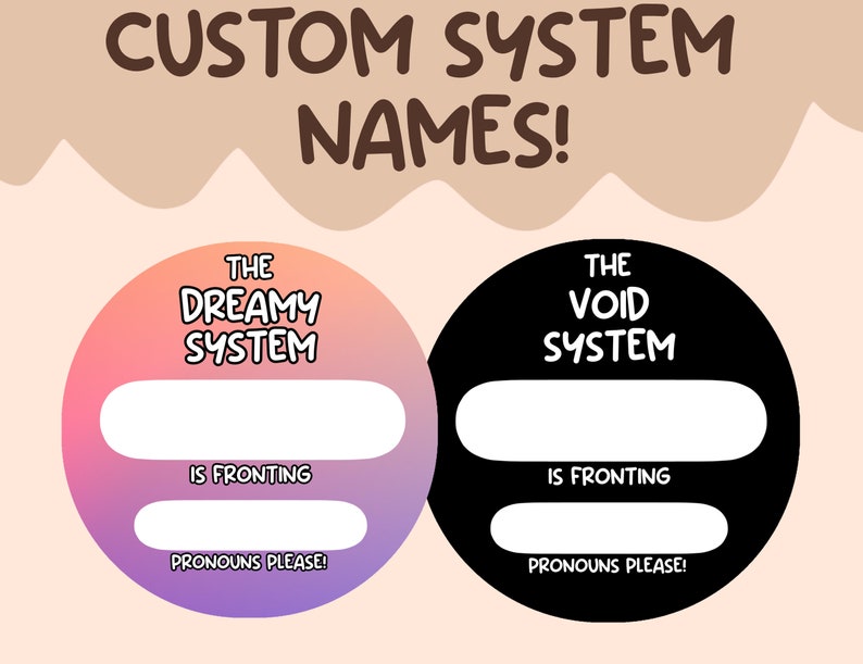 CUSTOM Dissociative Identity Disorder Dry Erase Pin who is fronting name and pronouns badge OSDD DID system pin button image 3