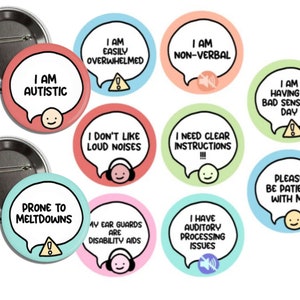 Autism Speech Bubble Pinback Button Pack || Disability Awareness / Autism Awareness Badge Pack