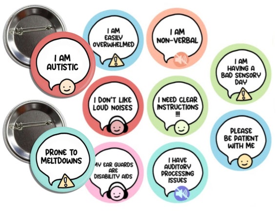 Autism Pinback Button Pack | Disability Aid Badges