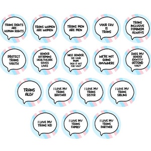 Trans Pride Pinback Buttons | Trans Ally LGBT Support (1.5 Inch)