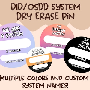 Aangepaste droog-wispen voor DID/OSDD-systeem | Badge voorkant en voornaamwoord