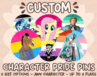Custom Character Pride Flag Pin Buttons