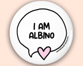 I Am Albino Speech Bubble Pin Button || Disability Pinback Button || Chronically Ill Communication Awareness Badge