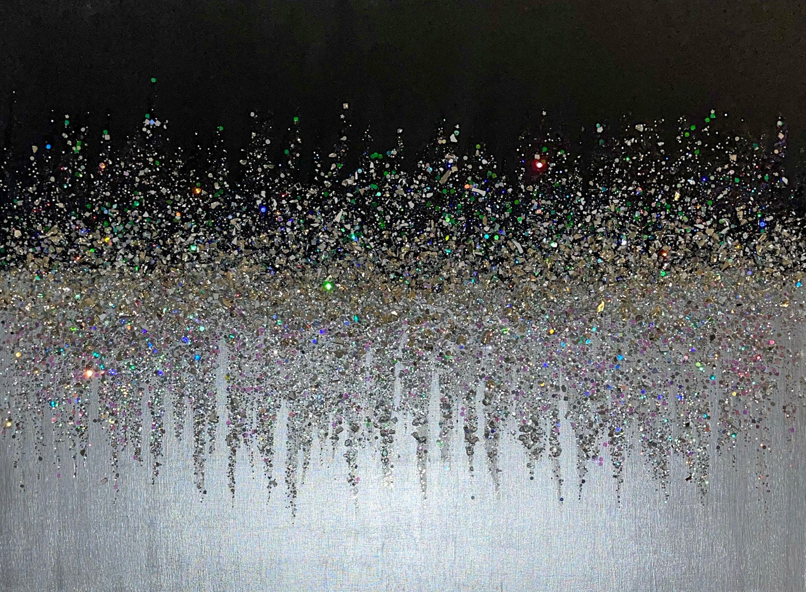 Silver and Black Glitter Canvas Art Z Gallerie inspired Etsy