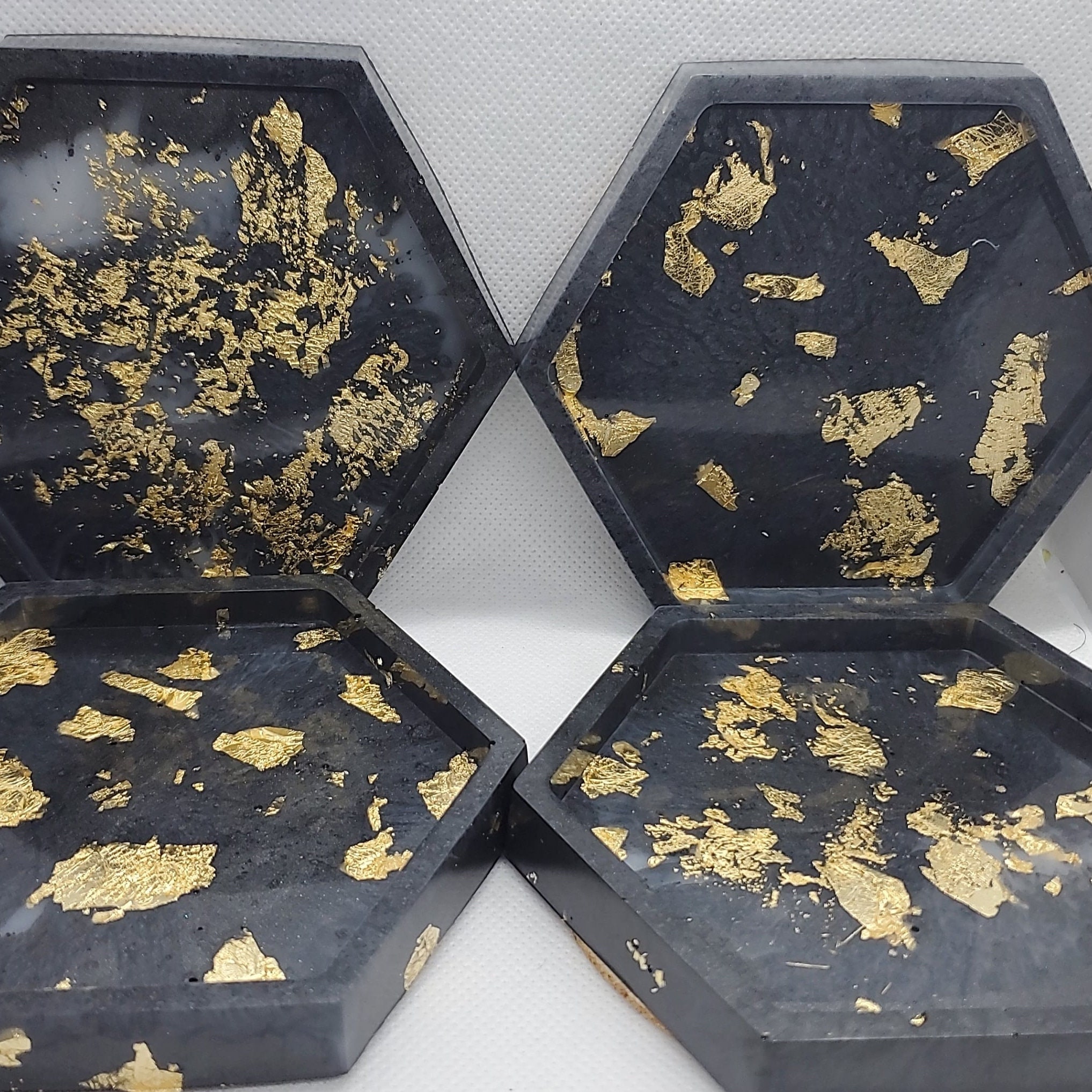 Black and gold coasters Etsy