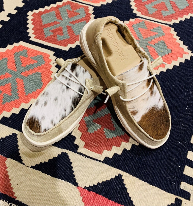 Custom Cowhide Hey Dude Shoes Etsy