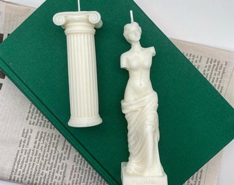 Woman Goddess candle set 2 pieces, height 10-15 cm | Handmade in Germany | Roman Venus Antique Column Aphrodite Gift Set