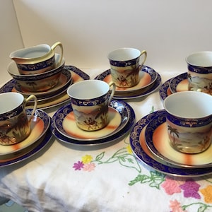VINTAGE VICTORIA CZECHOSLOVAKIA desert & camel scene tea set