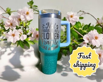 Personalized laser engraved empowering messages tumbler, feminist quotes insulated stainless steel cup, women's day empowerment quencher