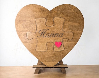 Large wooden proposal card jigsaw puzzle píece, personalized heart puzzle, I love you gift, would you be my girlfriend, 5 year anniversary