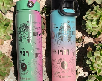 Swiftie personalized stainless steel laser engraved water bottle, Swiftie laser engraved bottle,TS insulated bottle flip straw includes TTPD