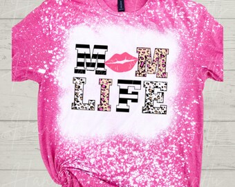 Mom life, mom life t shirt, mom t shirt, bleached mom t shirt, cool shirts, mom life fleece, mom fleece, cute pullovers, mom pullover