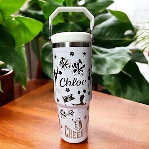 Personalized laser engraved cheer leader flip straw insulated tumbler, cheer coach insulated stainless steel tumbler cup, cheer team tumbler