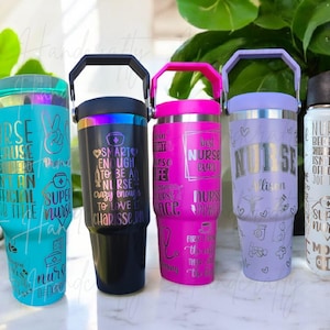 Personalized nurse insulated flip straw stainless steel bottle, customized gift for nurse, Nurse appreciation tumbler, custom nurse life cup