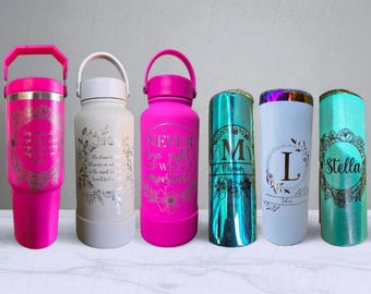 Personalized Name Quote Design insulated bottle, Custom Engraved Stainless Steel Tumbler, cup for girls, family trip, bridesmaids, groomsmen