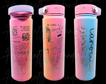 Taylor Swift stainless steel laser engraved personalized water bottle, laser engraved water bottle, Taylor Swift water bottle includes TTPD