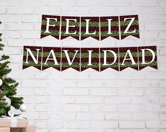 Printable Feliz Navidad Banner , Instant Digital Download Christmas Bunting Banner, DIY Christmas Decorations