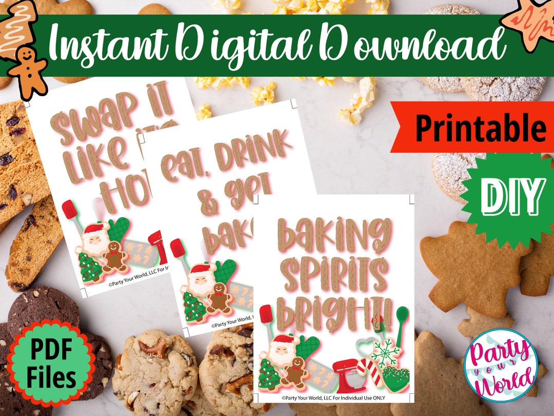 Cookie Swap Printable Sign Set 3 Eat Drink & Get Baked Etsy