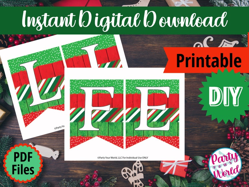 Printable Feliz Navidad Banner , Instant Digital Download Christmas ...
