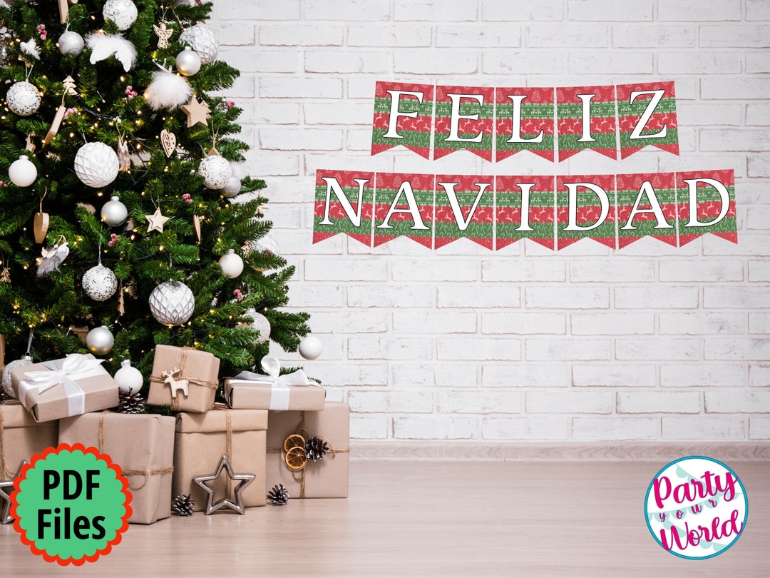 Printable Feliz Navidad Banner , Instant Digital Download Christmas