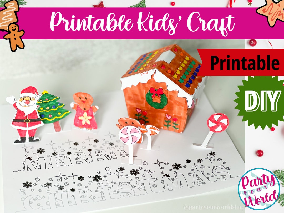 Printable Christmas Craft for Kids 3D Coloring Gingerbread - Etsy