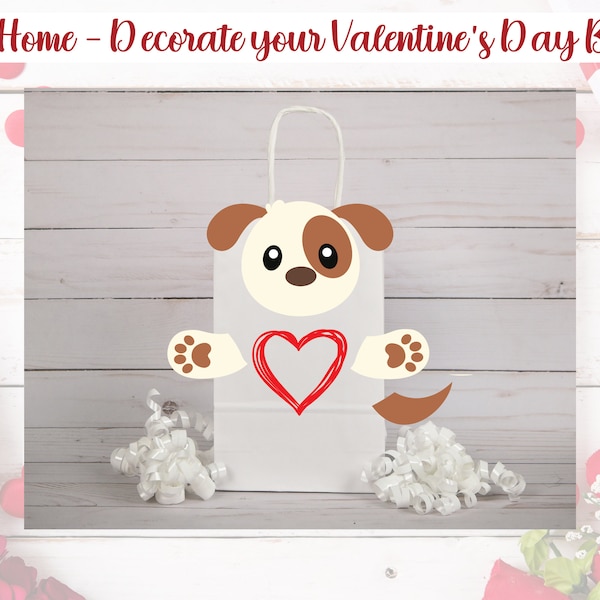 Printable Puppy Valentine's Day Mailbox/Bag Decorating Set
