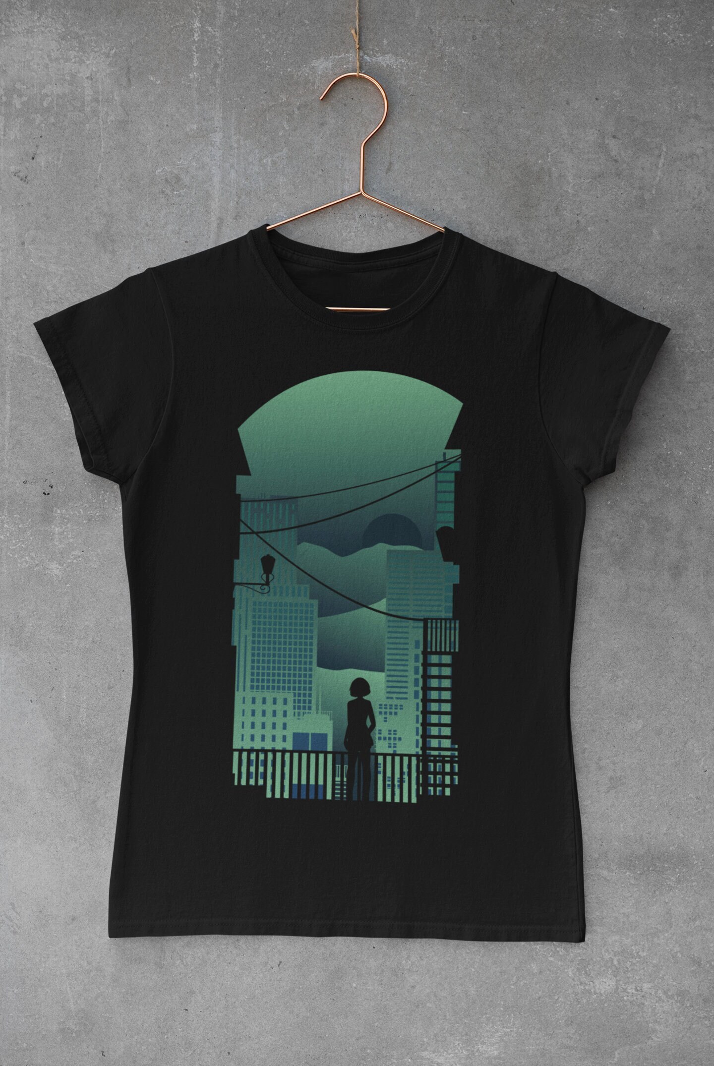 Rich Blue City View City Girl Anime Shirt City At Night Etsy
