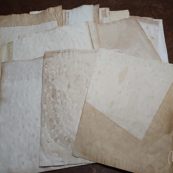 50 Sheets Tea Dyed Paper - 20LB Oven Dried Paper for Journals and crafts, Printer Friendly. Tea dyed journal paper.
