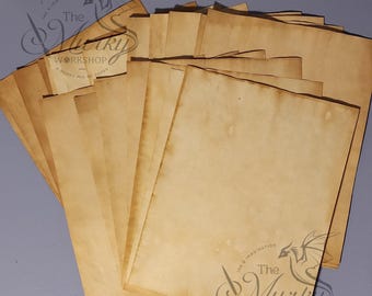 Tea Dyed Paper Pack – Choose 50 or 25 Sheets | Aged Vintage Look | 8.5x11" Hand-Stained Pages