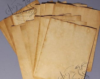 Tea Dyed Paper Pack – Choose 25 or 50 Sheets | Aged Vintage Look | 8.5x11" Hand-Stained Pages