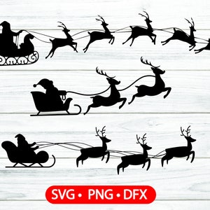 Trenó do Papai Noel svg, Natal svg, Download instantâneo, Renas do trenó do Papai Noel svg, Renas svg, Trenó do Papai Noel voador svg