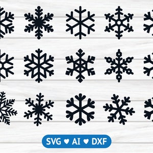 Sneeuwvlok Svg bundel, vlok winter svg, kerst svg, winter svg, kerst sneeuwvlok svg, silhouet snijden bestand SVG, clipart DXF, Cricut