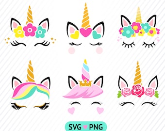 Unicorn Head SVG Bundle: Birthday Party Cut Files (Digital Download)