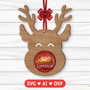 Rentier Schokolade SVG, Weihnachtsschokoladenhalter SVG, Rentier SVG, Halter Cricut Silhouette, Glowforge SVG, Laser Cut-Datei, dxf, ai, svg