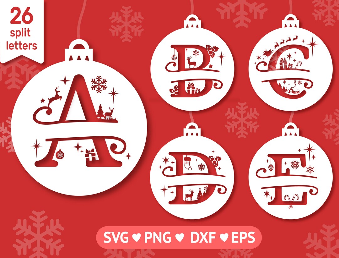 Christmas Split Letters, Christmas Bulb Cut File, Christmas Split ...