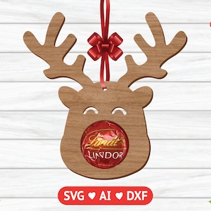 Weihnachten Schokoladenhalter SVG, Rentier Schokolade SVG, Rudolph SVG, Halter Cricut Silhouette, Glowforge SVG, Laser Cut File, dxf, ai, svg