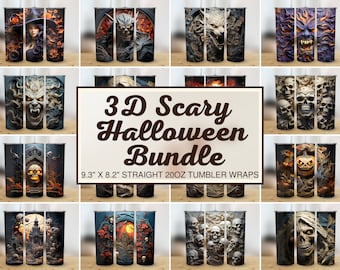 Halloween Tumbler Wrap Bundle 3D Halloween Tumbler Wrap 3D Halloween Sublimation Designs Horror Sublimation Designs Horror Tumbler Wrap PNG