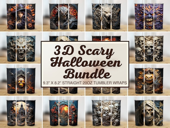 Halloween Tumbler Wrap Bundle 3D Halloween Tumbler Wrap 3D Halloween Sublimation Designs Horror Sublimation Designs Horror Tumbler Wrap PNG