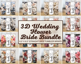 40 + Hochzeit Blumen Bundle 20 Unzen Skinny Tumbler Wrap Hochzeit Blume Braut Sublimation Design Bundle Digital Download Braut TumblerWrap Bundle