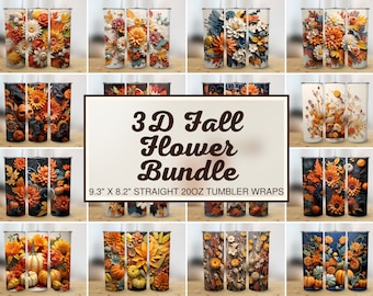 85 3D Herbst Blume Tumbler Designs Bundle 20 Unzen Schöne Blume Tumbler Wrap Bundle 3D Herbst Blume Sublimation Designs Bundle Instant DIGITAL