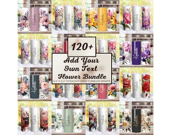 Add Your Own Text Flower Sublimation Tumbler Mega Bundle, Seamless 20oz Skinny Tumbler Wraps, Colorful Floral Digital Download PNG Designs
