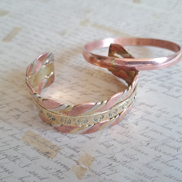 Set of 2 vintage copper bracelets from Mexico