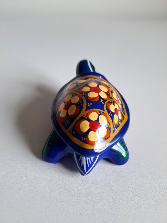 Charming vintage glazed terra cotta turtle jewelr… - image 6