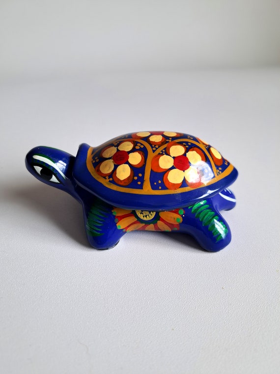 Charming vintage glazed terra cotta turtle jewelr… - image 4