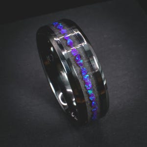 Handmade Alpha Titan purple 8mm wide Black Ceramic glow in the dark ring