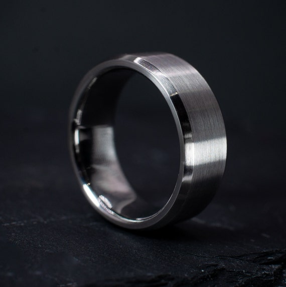 8mm Beveled 904L Stainless Steel Ring | Handcrafted in The USA