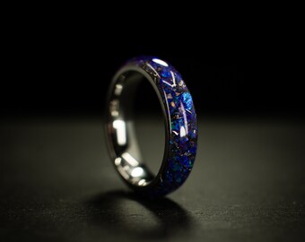 Iris Nebula, handmade Meteorite, Opal, Amethyst, custom made ring, bespoke jewelry, February birthstone, valentines gift, proposal idea,